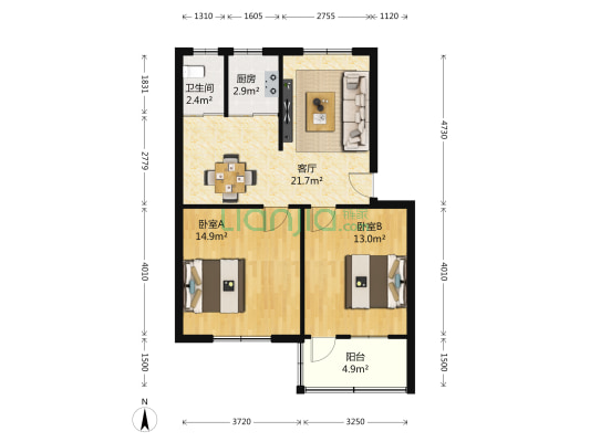 新亭路182号 2室1厅1卫 74平方