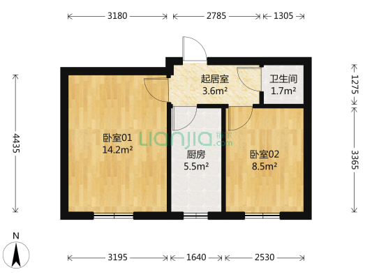 团结湖水利局宿舍 2室1厅1卫 44平方