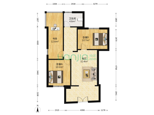 红岗西村 3室1厅1卫 74平方