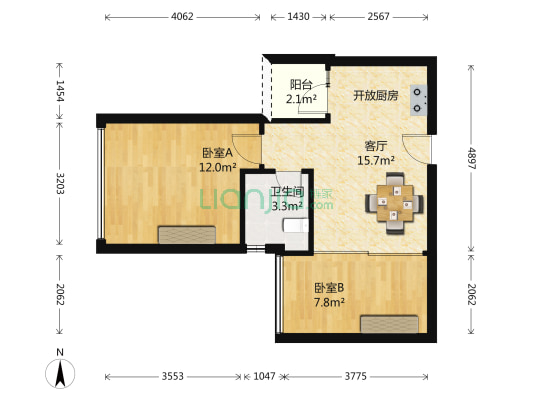 香榭峰景苑 2室1厅1卫 45平方