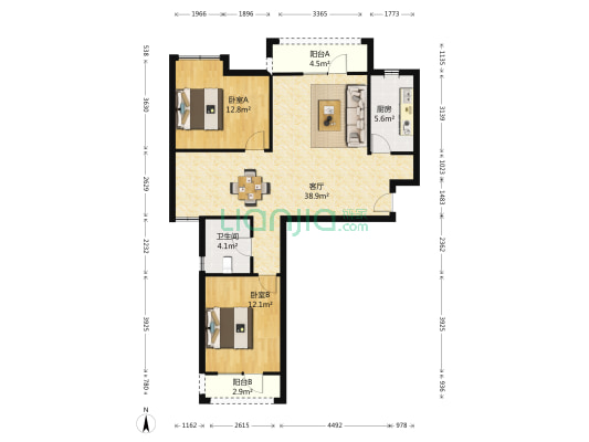 王家湾中央生活区二期 2室1厅1卫 107平方