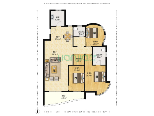 创智赢家 3室2厅2卫 169平方