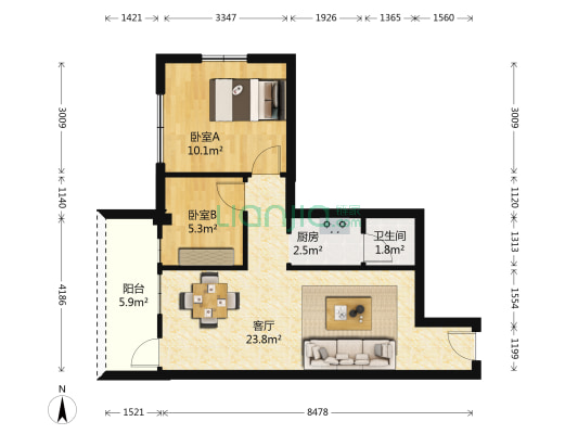 增槎路 2室1厅1卫 61平方
