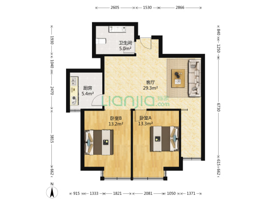 千禧银杏苑 2室1厅1卫 92平方