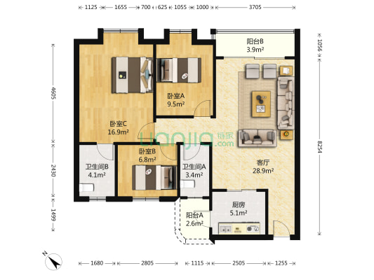 昭景轩 3室1厅2卫 113平方