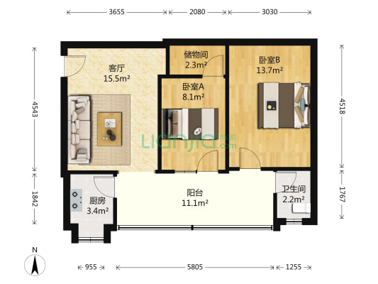 金沙巷12号 2室1厅1卫 72平方