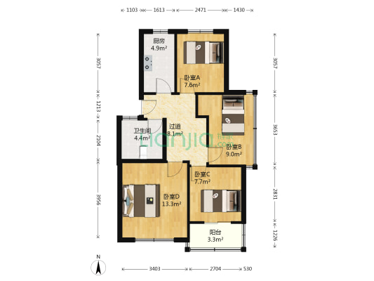 迎春小区 4室0厅1卫 76平方