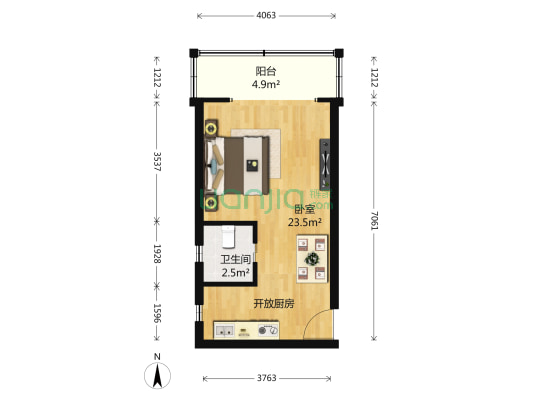 石泉苑 1室0厅1卫 36平方
