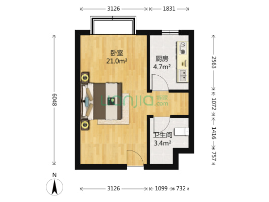 文劳路9号院 1室0厅1卫 39平方