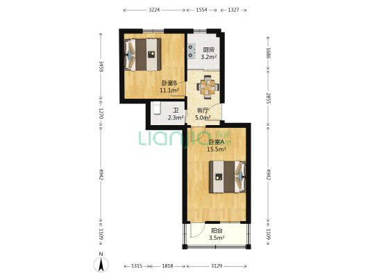 苏晶新村 2室1厅1卫 48平方