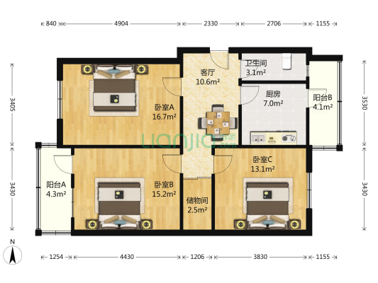 纬一路468号 3室1厅1卫 89平方