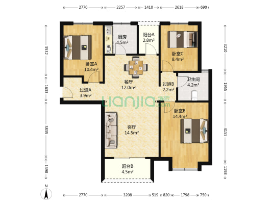 宝龙国际社区(胶州) 3室2厅1卫 106平方