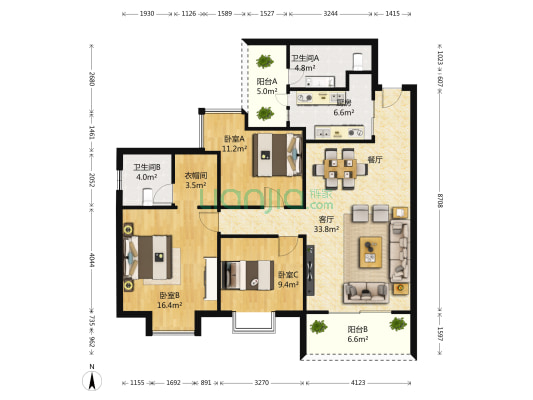 蓝爵公馆 3室1厅2卫 122平方