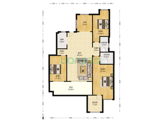 国瑞爱与山 4室1厅2卫 160平方