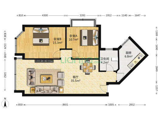 鹅公岩大厦 2室1厅1卫 95平方