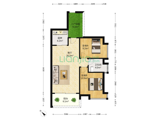人盛巴厘天地 2室1厅1卫 82平方