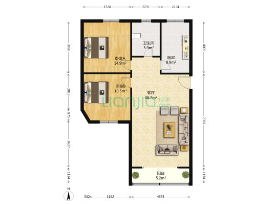 桑园路 2室1厅1卫 111平方