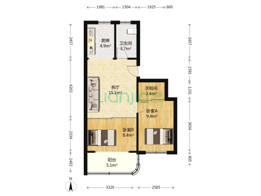 莘松四村 2室1厅1卫 62平方