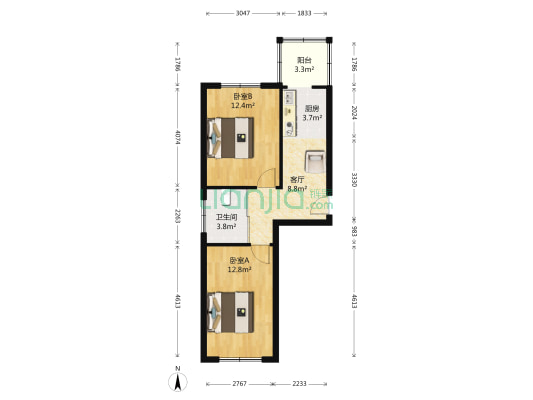 乐嘉茗园C区 2室1厅1卫 62平方