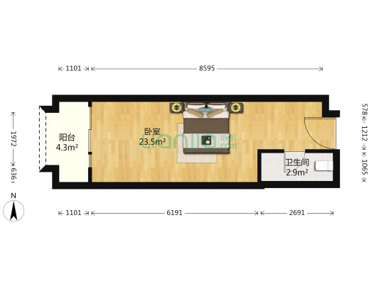 苏州星健中心 1室0厅1卫 43平方