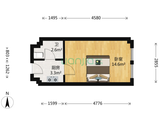 大禹华邦C区 1室0厅1卫 35平方