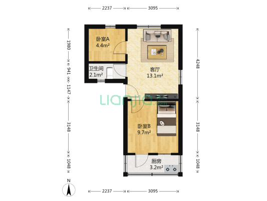 鹤翎路 2室1厅1卫 42平方