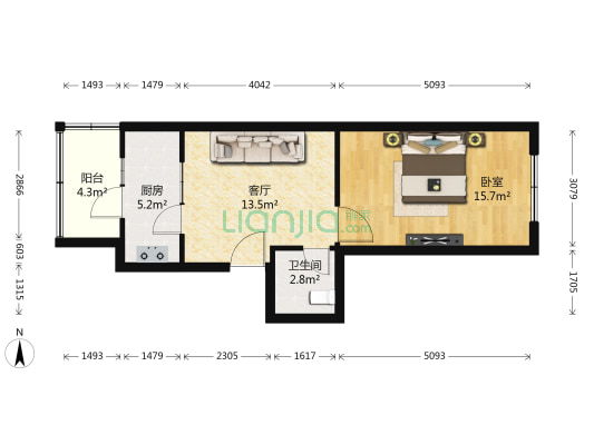 吉顺里 1室1厅1卫 51平方