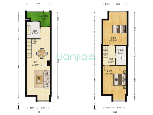 空港晶座 2室1厅1卫 83平方