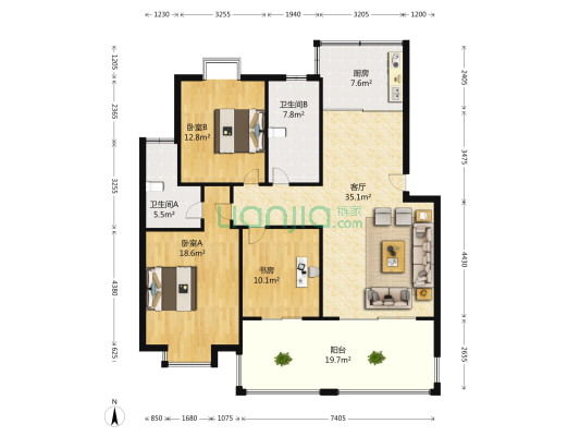 花好月苑 3室1厅2卫 137平方