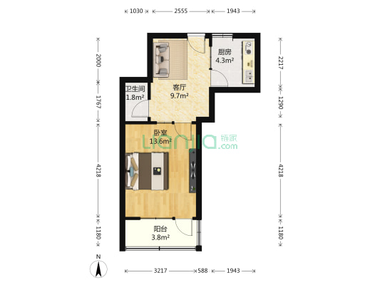 洪家楼南路15号 1室1厅1卫 38平方