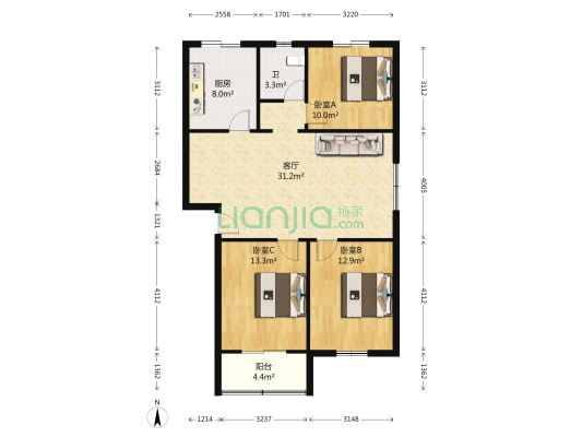 教师新村 3室1厅1卫 118平方