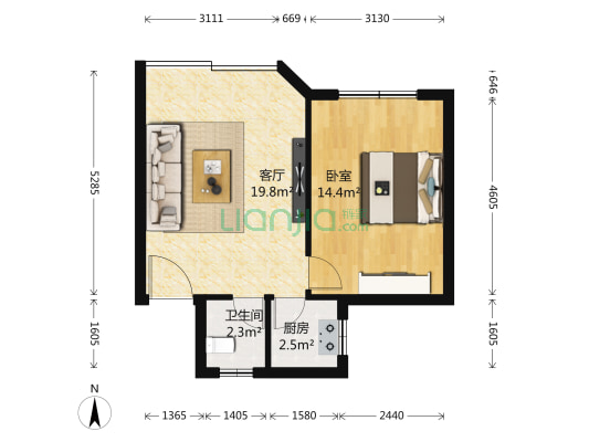 龙华商厦 1室1厅1卫 48平方