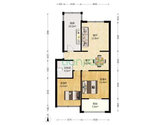东柳社区北区 2室2厅1卫 77平方