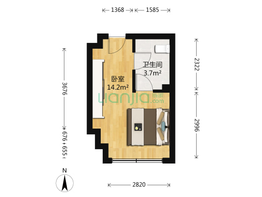 成都青羊万达广场 1室0厅1卫 27平方