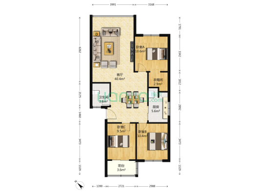 罗汉营商住楼 3室1厅1卫 130平方