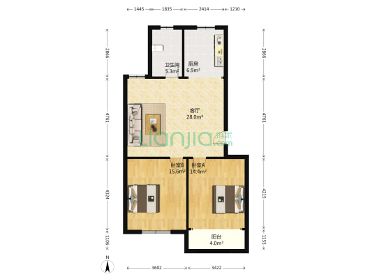 毛公地社区 2室1厅1卫 92平方