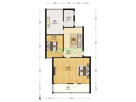 二环东路5812号 2室1厅1卫 111平方