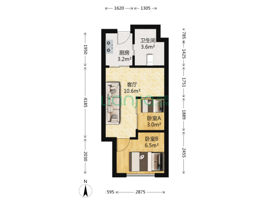 兴业城市嘉苑 2室1厅1卫 48平方