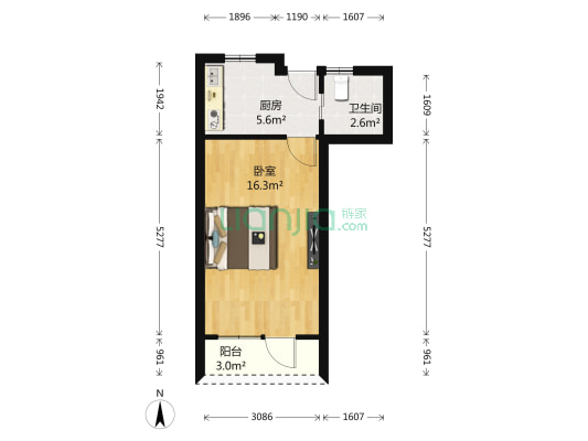 长顺路14号 1室0厅1卫 34平方