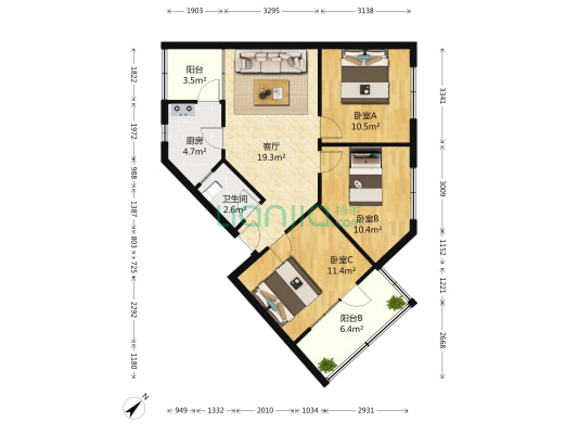 永兴社区 3室1厅1卫 82平方