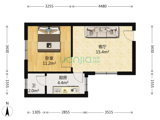 西宁中路 1室1厅1卫 38平方
