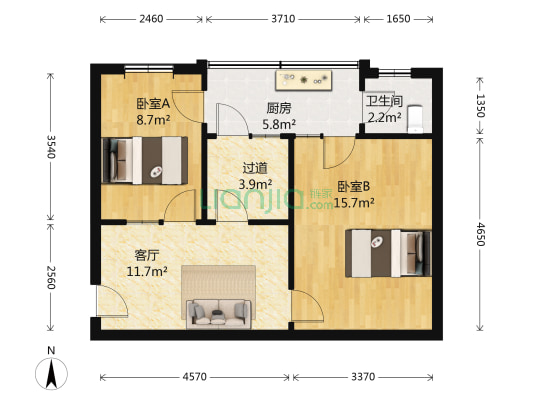 玉通巷4号 2室1厅1卫 55平方