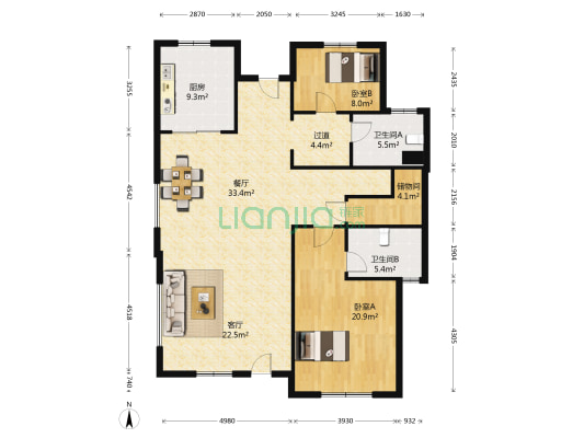合生国际新城 2室2厅2卫 324平方