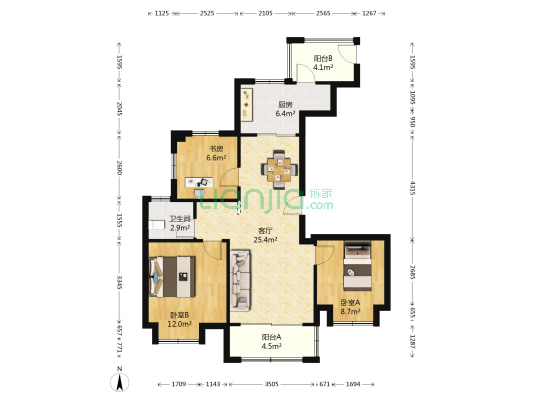 汉口城市广场一期 3室1厅1卫 96平方