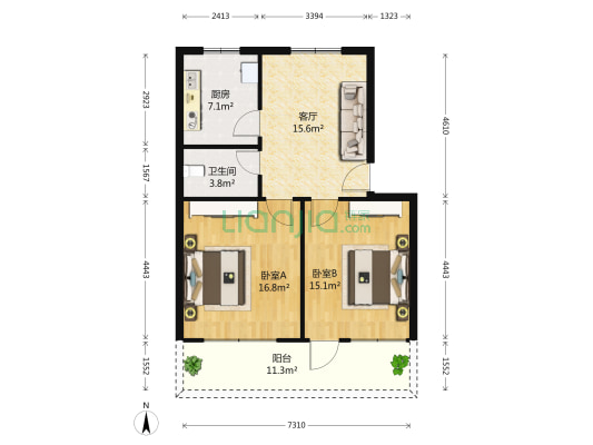 供销一区 2室1厅1卫 71平方