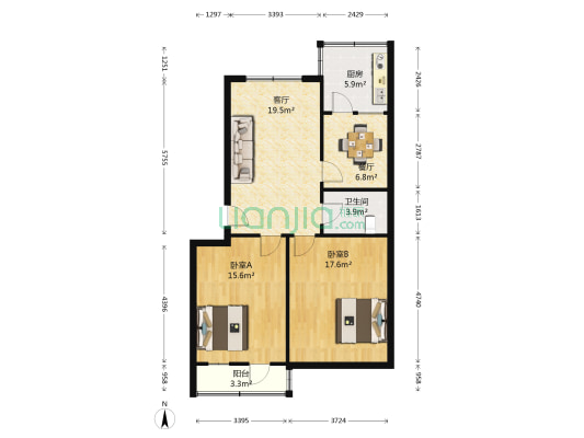 林业局小区 2室2厅1卫 91平方