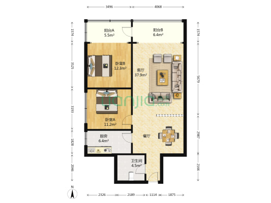 西固永盛苑 2室1厅1卫 106平方