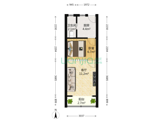 长安路480号 1室1厅1卫 36平方
