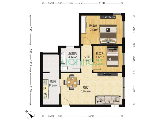 旭城花园旭翠园 2室1厅1卫 78平方