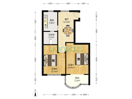闸殷路195弄 2室1厅1卫 63平方